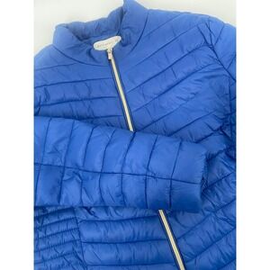 Encuentro 48 Royal Blue Quilted Puffer‎ Jacket With Gold Full Zip Women's XXL